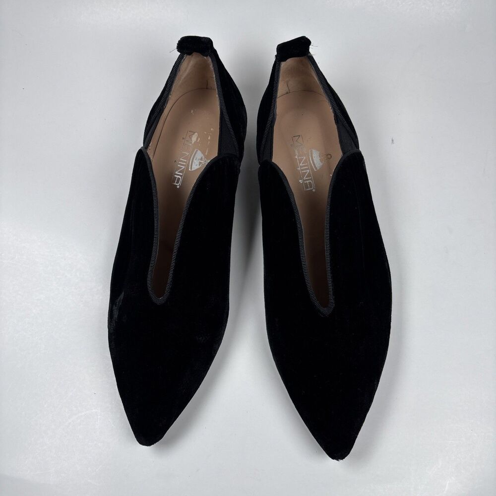 Menina Black Velvet Pointed Toe Smoking Slipper Flats Women’s Elegant Loafers 37
